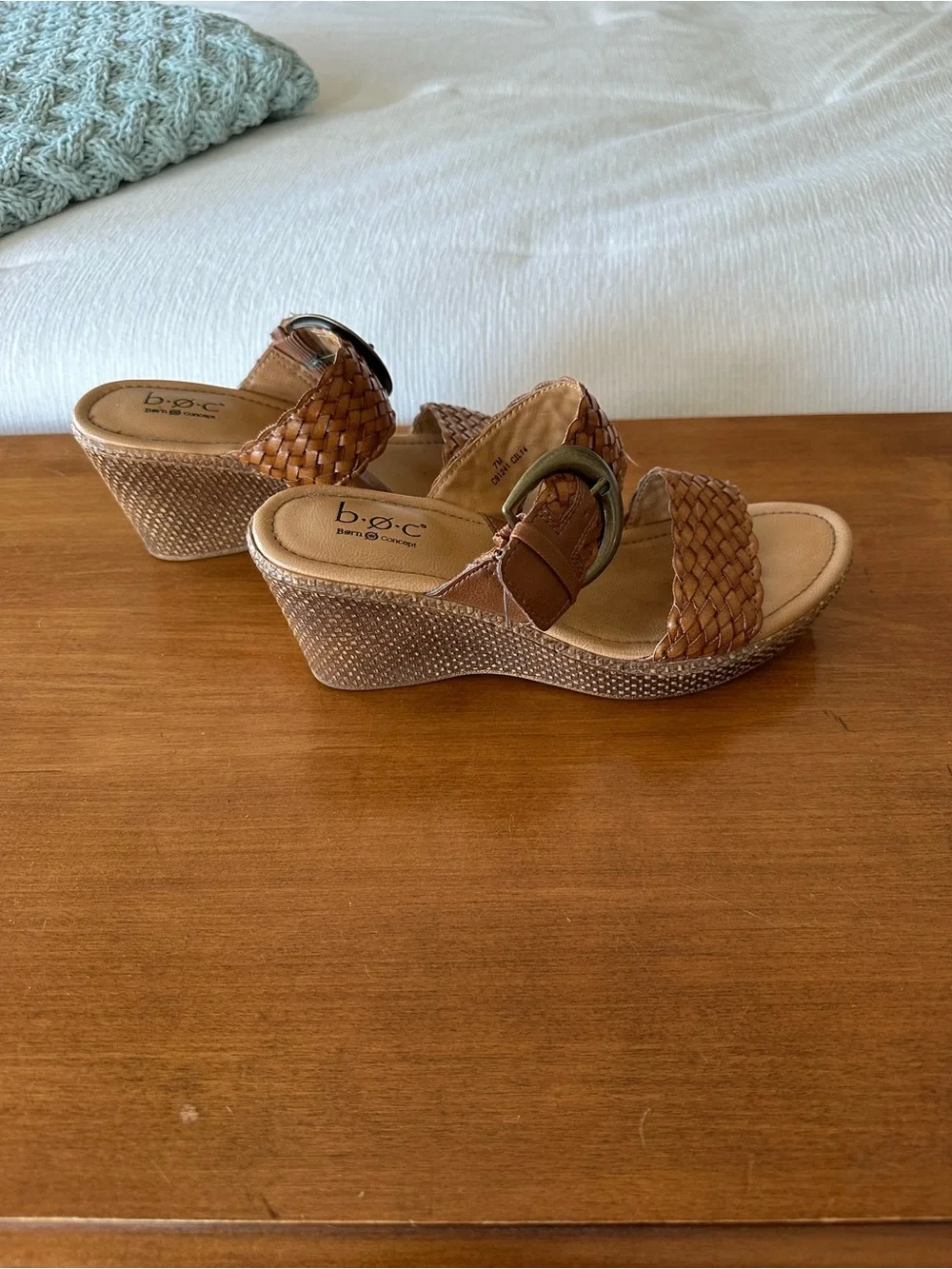 b.o.c. Braided Cognac Slide Sandals with Buckle Detail - Picture 2 of 2